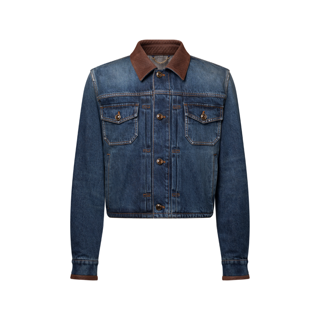 Jaqueta Jeans com Detalhes Ic nicos em Couro - Para Ele | LOUIS